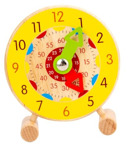 FRCOLOR Wooden Learning Clock Educational Safe Material Cognitive Teaching Aid for Preschool Early Development
