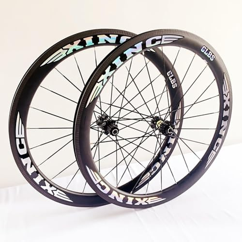 SXSHEYS Roues de vélo de Route 700C, Jantes en Fibre de Carbone, Freins à Disque, Blocage Rapide, moyeux 100 mm/135 mm 24 Trous pour Cassette 7/8/9/10/11 Vitesses, Roues Avant et arrière