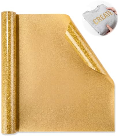 Rouleau de Vinyle Thermocollant Pailleté 5 Ft Or Glitter Papier Transfert
