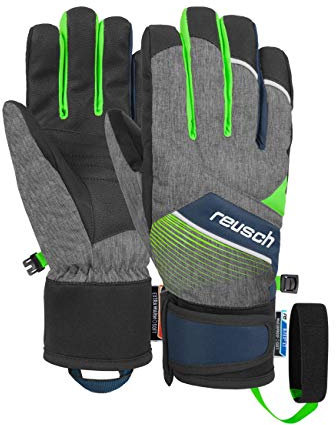 Reusch Kinder Ferdi R-TEX XT Handschuhe, Black Melange/neon Green, 4