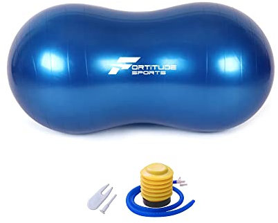 Fortitude Sports Boule de cacahuète Suisse 45 cm par 90 cm - Balle d'exercice pour Yoga, Fitness et thérapie Physique - Balle d'équilibre des cacahuètes Anti-éclatement - Bleu