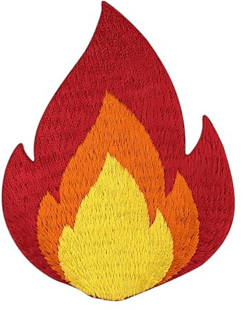Urbanski Patch Feuer Flamme zum Aufbügeln | Aufnäher Applikation Bügelbild (rot, orange, gelb, klein)