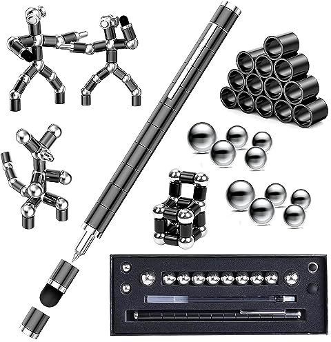 Waksox Gifts for Men, Magnetic Fidget Pen, Birthday Gift for Women Teenager Boys Girls, Valentines Easter Gifts for Him Her, Anxiety Relief Toy Cool Gadgets Fidget Toy (Black)