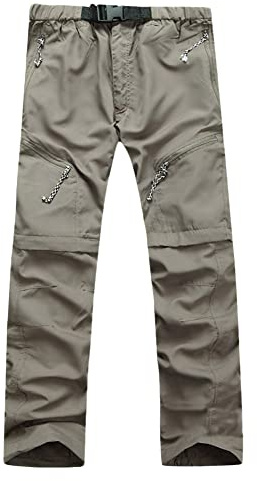 Pantalon de Randonnée Léger pour Homme Pantalon de Sport de Plein Air 2-en-1 Convertible Outdoor Trekking Séchage Rapide Respirant Pantalon de Montagne Escalade Camping,Kaki,XL