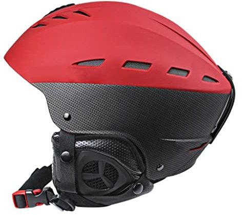 pistro Casco da sci, casco da snowboard, cinturino regolabile, casco sportivo da neve antiurto per uomini, donne e giovani, rosso M