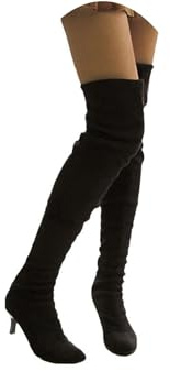 EGSDMNVSQ Stivali Sopra Il Ginocchio Donna Stivali Invernali Caldi Stivali Scamosciati con Gambale Lungo e Tacco Basso Stivali Scamosciati con Tacco a Spillo Stivali Slip On Lunghi