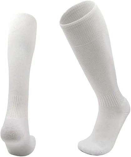 HAJRA® Chaussettes de football montantes pour enfants - Chaussettes de rugby et de hockey - Chaussettes de sport pour jeux en plein air - Chaussettes de rugby et de hockey pour garçons, Blanc (1