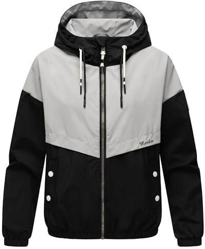 MARIKOO leichte Damen Übergangsjacke oversize Bomberjacke kurz mit Kapuze Liubkaa Black Gr. XXL