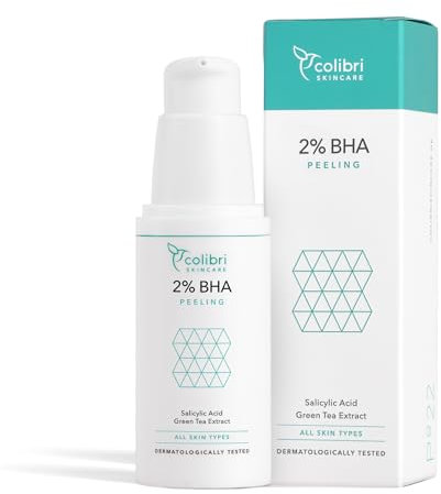 colibri skincare 2% BHA Peeling viso chimico esfoliante con acido salicilico - tutti i tipi di pelle, specialmente grassa e mista - scrub donna e uomo - 30 ml