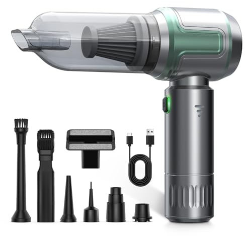 Handstaubsauger, 16KPA Auto Staubsauger Stark, 3-Gang 100000 U/min Akku Handstaubsauger Kabellos mit Bürstenloser Motor, Wiederaufladbarer Handsauger Für Auto, Küche, Haus & Tierhaare, Grün