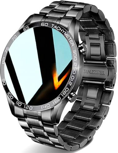 LOYEWAIER Smartwatch 1.3“ Modern Answer Make Calls Smart Watch Herren Militär Outdoor Sport Activity Fitness Tracker Schwarz Edelstahl Bluetooth Uhr für Android IOS