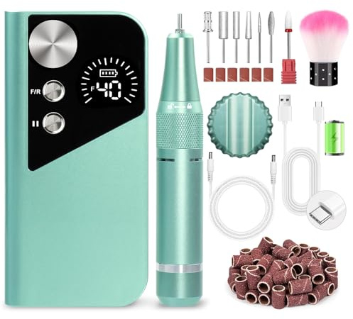 ENGERWALL 40000 RPM Professional Electric Nail Drill, Cordless E-File Machine for Acrylic, BIAB & Gel Polish Removal, Portable Rechargeable Manicure Pedicure Set with LCD Display, M96G