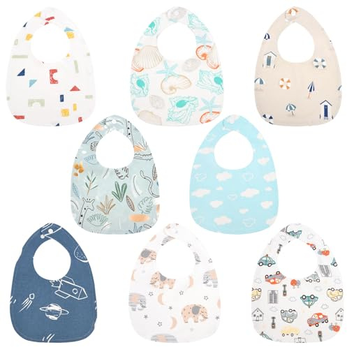 Vicloon Baby Bandana Dribble Bibs, 8 Pack Teething Bib Set, Baby Bibs for Boys Girls with Snaps,Soft and Absorbent for Infants Feeding, Teething,Drooling,Newborn Bib for Unisex Toddlers 0-36 Months