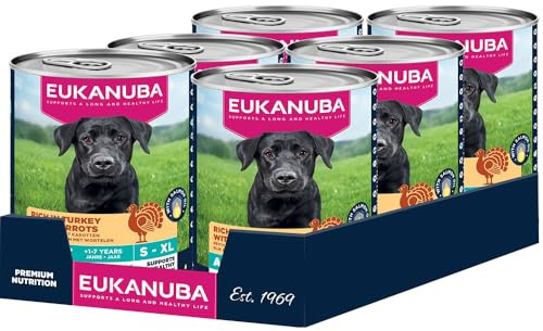 Eukanuba alimento para Perros húmedo con Pavo y Zanahoria, Comida húmeda Premium sin Cereales para Perros Adultos, 6 latas de 400 g