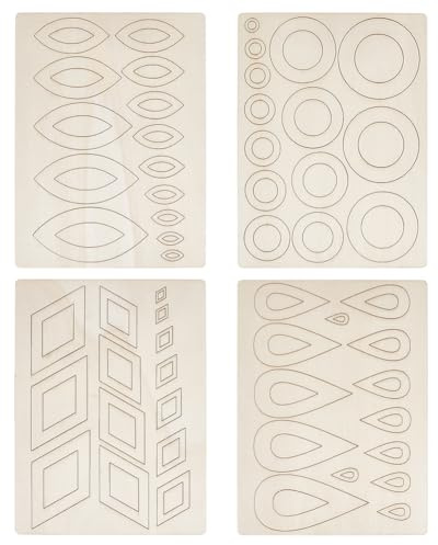 PH PandaHall 4 confezioni Artigianato in Legno grezzo Kit di pittura Mandala da fare da soli compensato naturale forniture artistiche per decorazione progetti scolastici feste compleanno Natale 18,7 x
