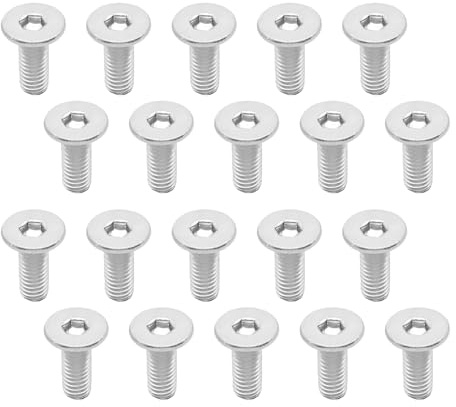 Virello 20Pcs M6 x 15mm Flat Round Head Hex Socket Cap Screws Bolts, 304 Stainless Steel Fully Threaded Furniture Connection Screws for Chairs, Beds, and DIY Projects