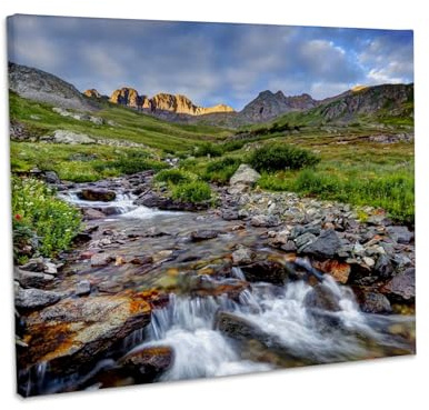 3dRose USA, Colorado. Sunrise on stream, American Basin, San Juan Mountains. Museum Grade Canvas Wrap 14x11