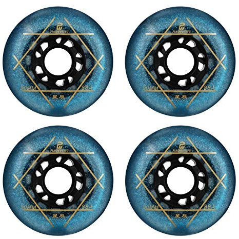 SzBlaZe 88A PU Verschleißfeste Gleitfsk Inline-Skate Ersatzräder ohne Lager (4 Stück) 72 mm, 76 mm, 80 mm für Inline-Skate, Wave-Board, Caster Board, Street Surf, Blau, 76mm