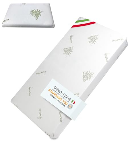 DOLCI SOGNI Materasso Lettino 60x120 cm Spessore 16 cm, OEKO-TEX® e CertiPUR™ Materasso Culla Bambino per Lettino Neonati, Fodera in Aloe Vera, Materasso Lettino Neonato con Cuscino 30x50x4 cm