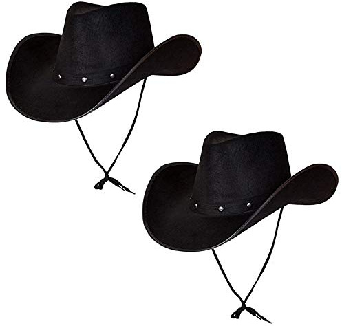 Wicked Costumes Adult Texan Cowboy Hat Black 2 Pack Fancy Dress Party Accessory Wild Western Sheriff Country Western Rancher