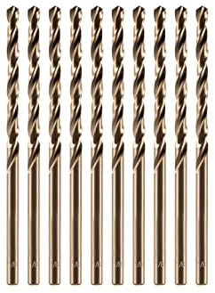 amoolo 1/8 inch Cobalt Drill Bits(10Pcs), M35 HSS Metal Jobber Length Twist Drill Bit Set for Hard Metal, Stainless Steel