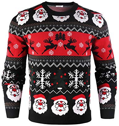 iClosam Pull de Noël Homme à Manche Longue Tricots Top Pullover Imprimé Idée Col Rond Sweater,Style 2,M