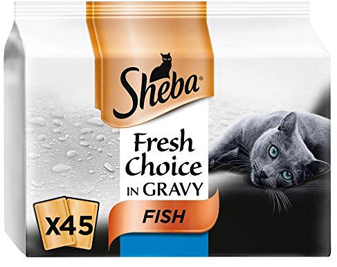 Sheba Fresh Choice Mixed Fish in Gravy Adult Wet Cat Food Pouches 15 x 50g