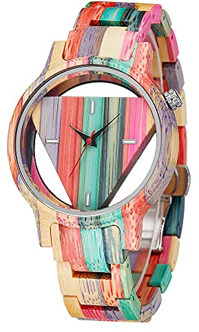 Tiong Reloj Madera Hombre Natural De Madera del Reloj Cuarzo Japonés Relojes Único Texturas Reloj de Madera Colorido Unisex…