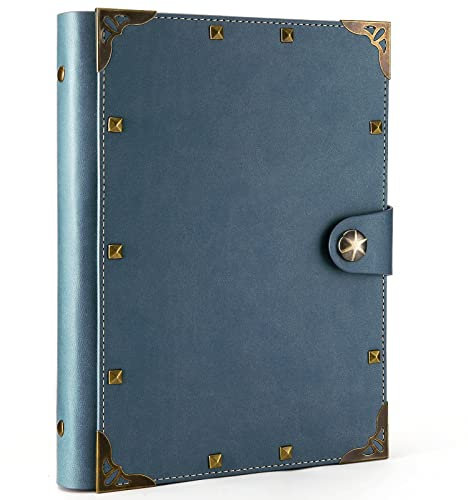 Rivet Journal de Voyage Journal Vintage Notebook A5 Carnets et Journaux en Cuir Rechargeable 100 Feuilles / 200 Pages 80GSM Papier sans Acide Meilleure idée Cadeau (bleu-2)