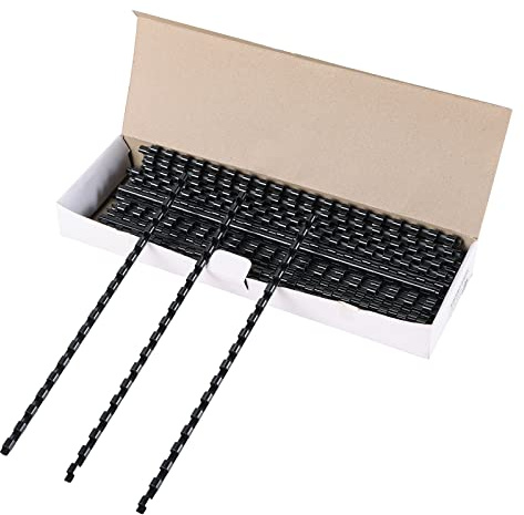 MYFULLY 100 Pack 19 Ring Plastic Comb Binding Spines | 1/4 Inch Diameter, 20 Sheet Capacity, Letter Size, Black Binding Comb (1/4 (20 Sheet Capacity))
