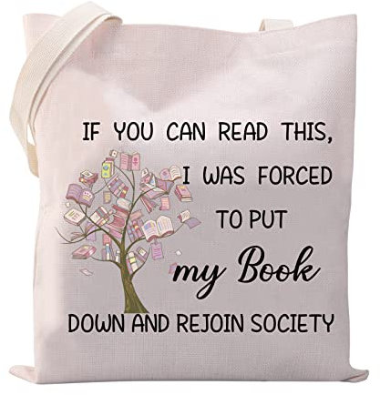 MYSOMY Buchtasche für Buchliebhaber if you can read this I was force to put my book down bag bookish gifts book shopping bag, Wenn Sie Book Tb lesen können, Large