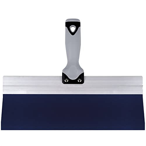 Werku WK602290, Espátula Emplastecer, Calidad Profesional, Ancho 350 mm, Alto 90 mm, Grosor 0.5 mm, Cuchilla de Acero Azul, Mango ergonómico y Antideslizante