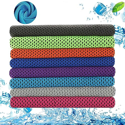 Eiflayn Lot de 8 Serviettes de Sport en Microfibre - Séchage Rapide - Serviette de Plage - pour Fitness, Course, Trekking, Voyage (100 cm x 30 cm)