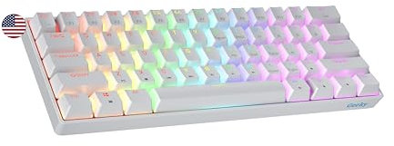 Geeky GK61 SE 60% | Mechanical Gaming Keyboard | 61 Keys Multi Color RGB LED Backlit for PC/Mac Gamer | ANSI US American Layout (White, Mechanical Speed Silver)
