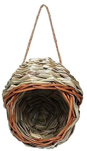 Hängender Vogel Naturgras handgewebte Spatzenhäuser für draußen kleines Finkennest mit großem Eingang Gartendekor handgewebter Outdoor-Garten Naturgras hängendes Vogelhaus