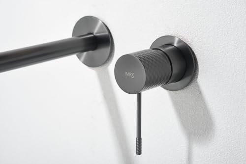 MICE - Grifo monomando empotrado para lavabo hecho de latón para agua Frio/Caliente - Griferia empotrada de baño para lavamanos Black Gun Metal GLG053/BGM