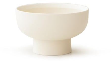 WENSHUO High-foot Deep Fruit Bowl, Ceramic Pedestal Decorative Bowl, Round Bowl for Salad, 5.5 Small Size, Matte Crème (Matte Crème, 4.5)
