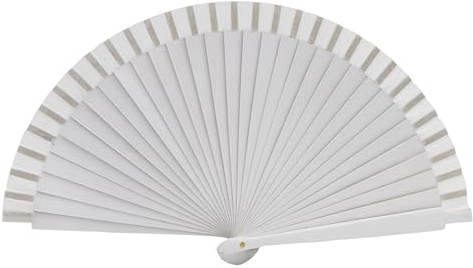 MAPIMANIA Ventaglio Pieghevole Bianco in Legno Laccato Dipinto a Mano