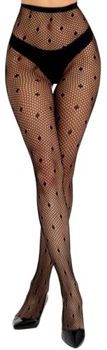 MANZI Fishnet Tights Womens Black Patterned Net Stockings Fashion Pantyhose Polka Dot