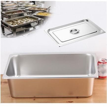 NJDQFA Rechteckig Buffet Speisenwärmer,Thermobehälter Für Speiseeis,Edelstahl Meal Prep Boxen Gastronormbehälter,1/1（53 * 32.5）,15cm0.8side
