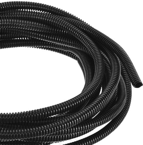DMiotech 8m Wire Loom Split Tubing 6.5mm, Cord Protectors from Pet Flexible Conduit Cable Management for Office, Home, Garden, Black