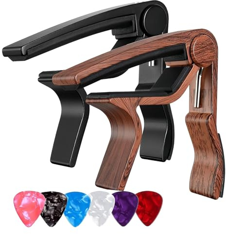 Kapodaster für Gitarre，Verschenken 6 Plektren Capo für Gitarre Gitarren Zubehör Geeignet Westerngitarre, Akustikgitarre, Konzertgitarre, E-Gitarre, Ukulele-Clip（Zwei Packungen）