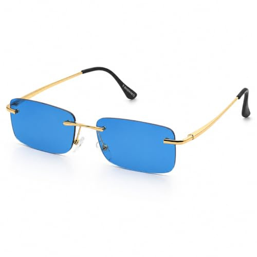 KISS ZEN Occhiali da Sole Uomo Donna – Design Glasant Senza Montatura con Lenti Rettangolari & Aste Sottili in Metallo – Stile Minimal & Deciso per Look Estivi, Streetwear o Festival
