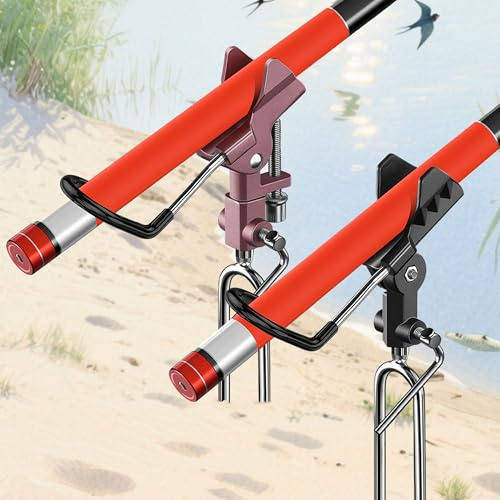 SLQM 2 PCS Soporte para cañas de pescar, Soporte para cañas, soporte ajustable 360°, para Pesca de Orilla, Pesca de Playa, Suelo Portátil Desmontable (Morado, Negro)