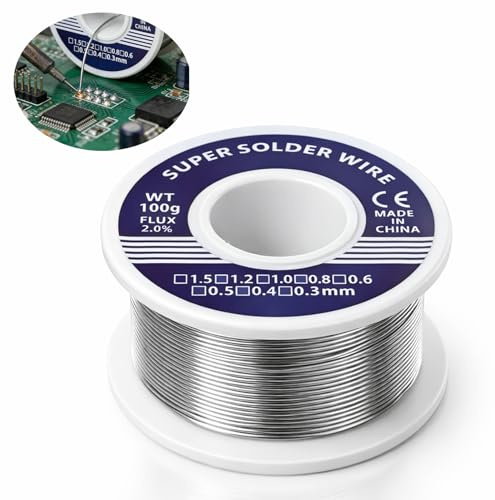 1 pezzo stagno per saldare con flussante, filo di saldatura per lavori elettronici e domestici, bagnatura pulita per giunzioni stabili, per riparazione, fai-da-te, modellismo e collegamenti cavi
