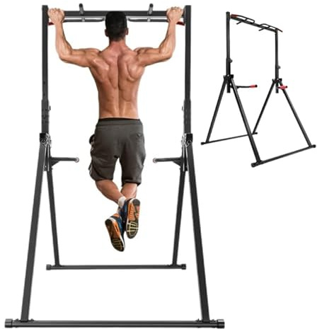 ZHDPYHDD Vikbar justerbar höjd, gymnastikställ för inomhus och utomhus, träningsutrustning av kolstål, kan belastas upp till 200 kg, för vuxna och barn