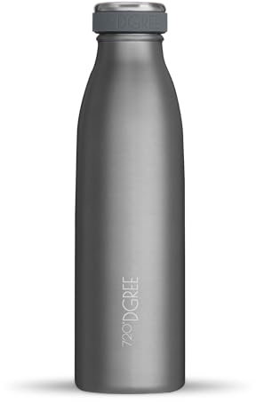 720°DGREE Edelstahl Trinkflasche “milkyBottle” - 500ml - Perfekt für Kinder, BPA-Frei, Auslaufsicher, Kohlensäure geeignet - Kleine Thermosflasche für Sprudel, Sport, Schule, Fitness