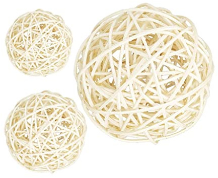 Fenteer Bolas de Ratán de Mimbre Grandes Blancas de 3 Piezas de 60-100 Mm - Bolas Decorativas para Cuencos, Relleno de Jarrones, Decoración de de Centro, 6/7/10cm