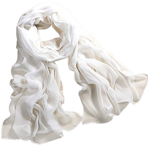 YEBIRAL Damen Schal Ganzjährig Chiffon Einfarbig Super Weich Deckenschal Halstuch(Weiß)