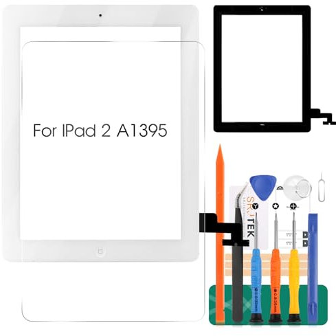 per iPad 2 Touch Screen Digitizer Vetro di Ricambio per iPad 2 2nd Gen A1395 A1396 A1397 Touch Display Panel Kit Parti di Riparazione, con Pulsante Home (Non Includere LCD) (Bianco)